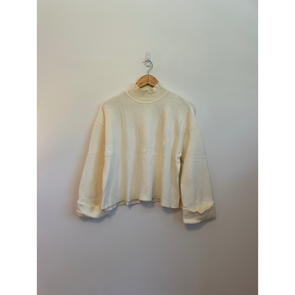 Mod Ref Cream Ribbed Mock Neck Oversized Sweater | Size Medium
